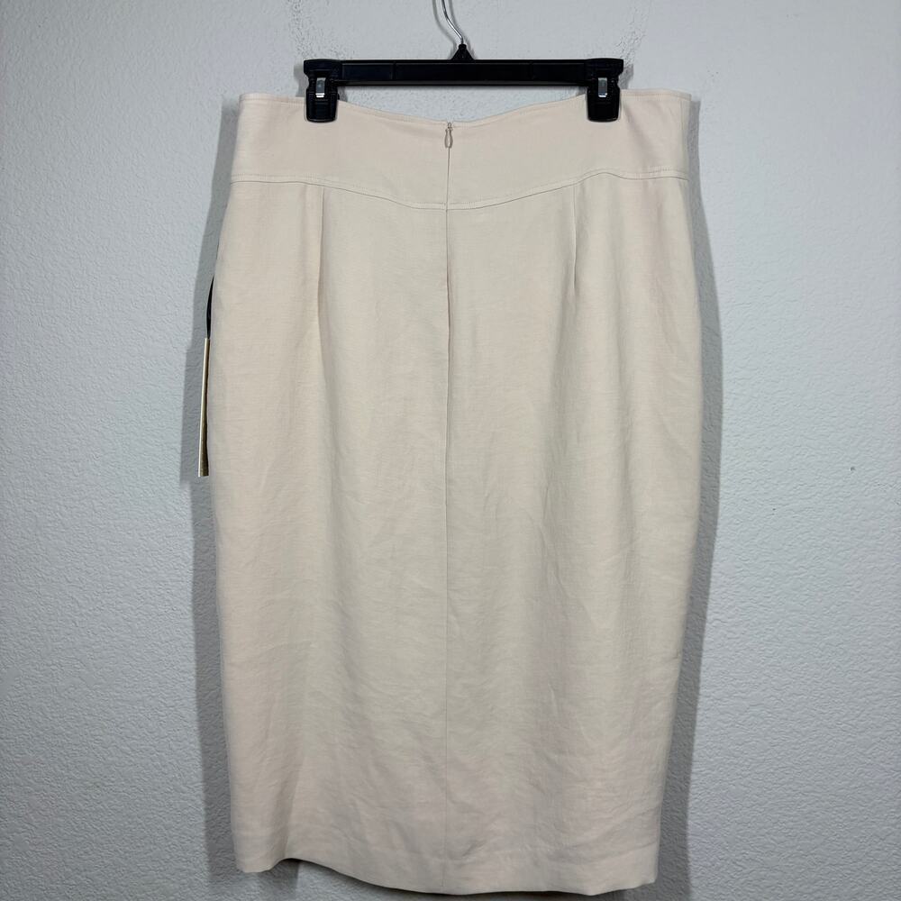Iris Setlakwe Size 12 High Waisted Pencil Skirt Almond Front Slit Pockets Canada - Picture 3 of 8